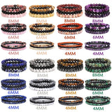 3Pc Set Natural Stone Beaded Bracelet Stackable Elastic Jewelry