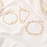 Bohemian Rhinestone Bracelet Set Multilayer Coin Chain for Women