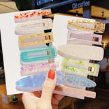 3Pcs Candy Acrylic Hairpins for Girls Natural Stone Sense Clip Accessories