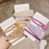 3Pcs Candy Acrylic Hairpins for Girls Natural Stone Sense Clip Accessories