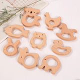 3Pcs Wooden Animal Ornaments Baby Molar Educational Toys DIY Craft Decoration