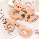 3Pcs Wooden Animal Ornaments Baby Molar Educational Toys DIY Craft Decoration