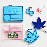 3Pcs Silicone Resin Mold Maple Leaf Ashtray Spice Grinder Casting Kit