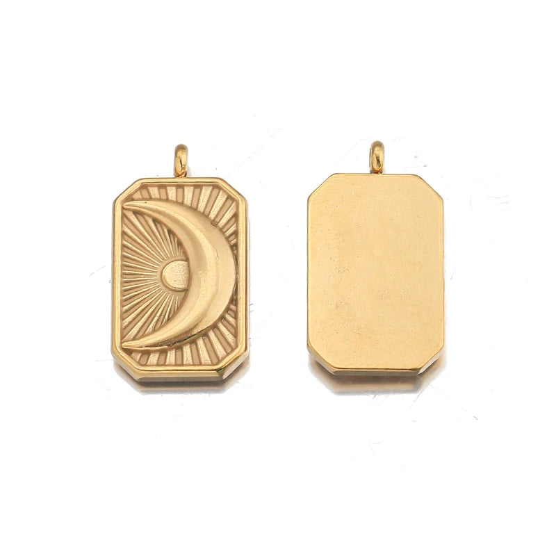 3Pcs Stainless Steel Celestial Sun Moon Charms