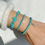 3Pcs Star Moon Charm Bracelet Natural Stone Beaded Bangles