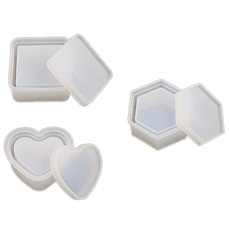 3Pcs Resin Moulds for Jewelry Box with Silicone Mold