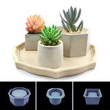 3Pcs Succulents Flower Pot Resin Silicone Mold DIY Garden Concrete Plant Pot