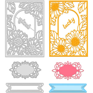 3Pcs Sunflowers Frame Metal Cutting Dies Stencils for DIY Scrapbook Card Making