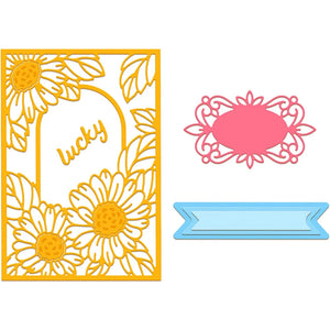 3Pcs Sunflowers Frame Metal Cutting Dies Stencils for DIY Scrapbook Card Making