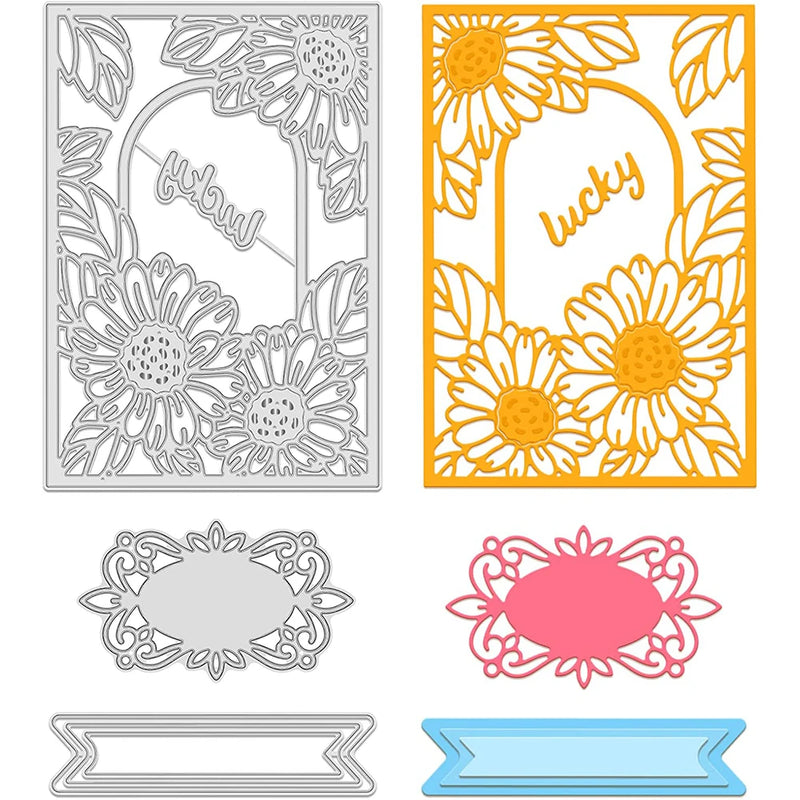 3Pcs Sunflowers Frame Metal Cutting Dies Stencils for DIY Scrapbook Card Making