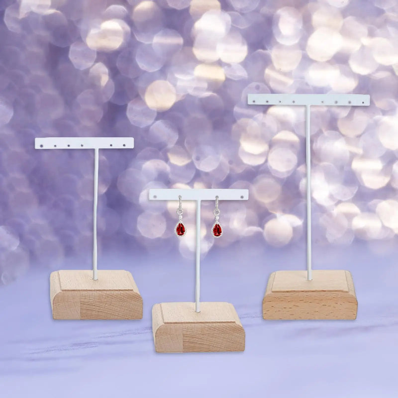 Wooden T Bar Earrings Display Stand Jewelry Organizer Rack