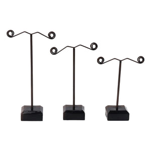 3Pcs T Bar Stud Earrings Display Stand Holder Acrylic Jewelry Tree for Necklaces