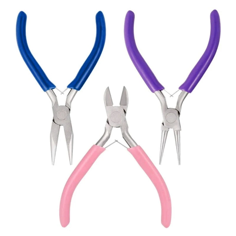 3Pcs Jewelry Making Repair Tool Needle Nose Pliers Round Nose Pliers
