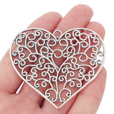 3Pcs Tibetan Silver Heart Charms Pendants DIY Necklaces Jewelry Making