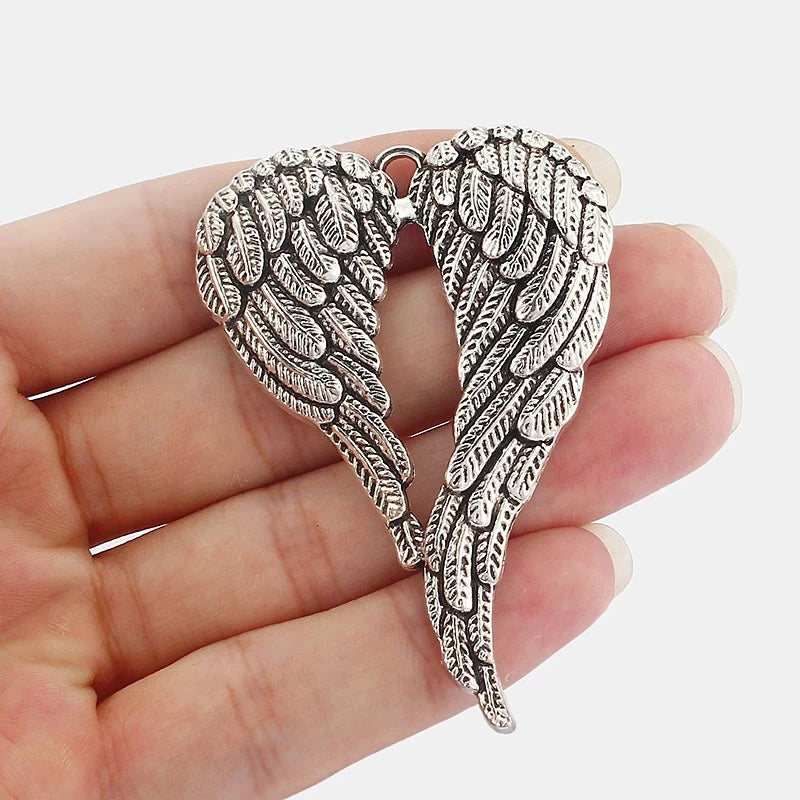 3Pcs Patina Angle Wings Feather Charms Pendant DIY Necklace