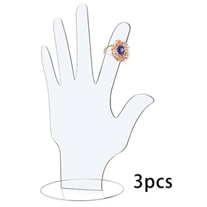 3Pcs Transparent Acrylic Hand Display Stand for Bracelet Rings Gloves