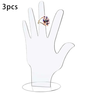3Pcs Transparent Acrylic Hand Display Stand for Bracelet Rings Gloves