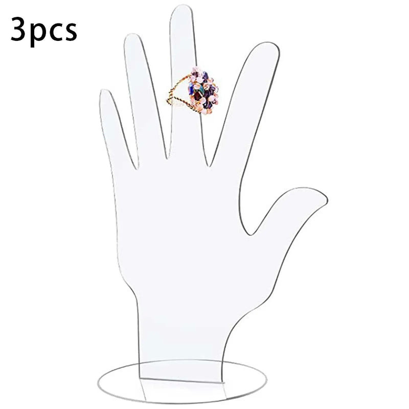 3Pcs Transparent Acrylic Hand Display Stand for Bracelet Rings Gloves