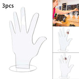 3Pcs Transparent Acrylic Hand Display Stand for Bracelet Rings Gloves