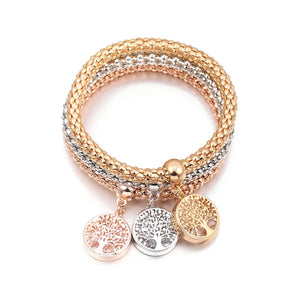 Tree Of Life Charm Bracelets for Women Popcorn Chain Adjustable Bangle
