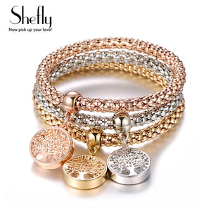 Tree Of Life Charm Bracelets for Women Popcorn Chain Adjustable Bangle