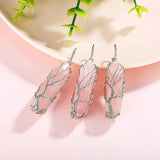 3Pcs Tree Wire Wrapped Crystal Pendant Necklace Reiki Crystal Stone Necklaces
