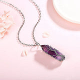 3Pcs Tree Wire Wrapped Crystal Pendant Necklace Reiki Crystal Stone Necklaces