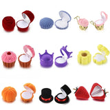 3Pcs Velvet Ring Display Box Wedding Ear Stud Earrings Storage Case