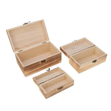 3Pcs Unfinished Wooden Tea Treasure Chest Jewelry Case Storage
