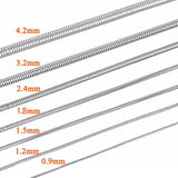 3Pcs Unisex Stainless Steel Snake Chain Necklace 0.9-4.2mm Never Turn Off