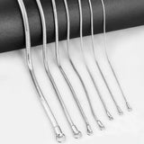 3Pcs Unisex Stainless Steel Snake Chain Necklace 0.9-4.2mm Never Turn Off