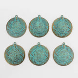 3Pcs Verdigris Patina Turtle Charms Pendant Medallion