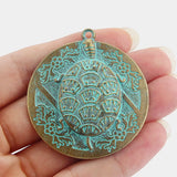 3Pcs Verdigris Patina Turtle Charms Pendant Medallion
