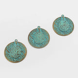 3Pcs Verdigris Patina Turtle Charms Pendant Medallion