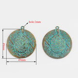 3Pcs Verdigris Patina Turtle Charms Pendant Medallion