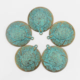 3Pcs Verdigris Patina Turtle Charms Pendant Medallion