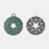3Pcs Large Round Filigree Flower Charms for DIY Jewelry Making