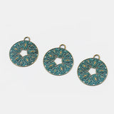 3Pcs Large Round Filigree Flower Charms for DIY Jewelry Making