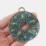 3Pcs Large Round Filigree Flower Charms for DIY Jewelry Making