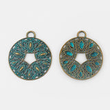 3Pcs Large Round Filigree Flower Charms for DIY Jewelry Making