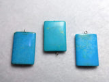3Pcs Natural Turquoise Oblong Shape Pendants