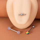 3Pcs 14G Tongue Rings Stainless Steel Dice Capsules Tongue Piercing Barbells