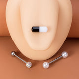 3Pcs 14G Tongue Rings Stainless Steel Dice Capsules Tongue Piercing Barbells
