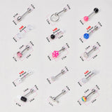 3Pcs 14G Tongue Rings Stainless Steel Dice Capsules Tongue Piercing Barbells