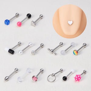 3Pcs 14G Tongue Rings Stainless Steel Dice Capsules Tongue Piercing Barbells
