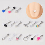 3Pcs 14G Tongue Rings Stainless Steel Dice Capsules Tongue Piercing Barbells