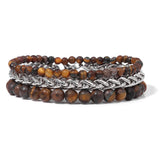 3Pcs Natural Stone Beads Bracelet Copper Charm Chain Classic Jewelry