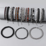 3Pcs Natural Stone Beads Bracelet Copper Charm Chain Classic Jewelry