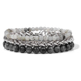 3Pcs Natural Stone Beads Bracelet Copper Charm Chain Classic Jewelry