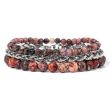 3Pcs Natural Stone Beads Bracelet Copper Charm Chain Classic Jewelry